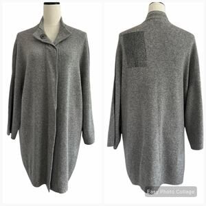 Thomas Wylde Cardigan Sweater Womens Small Gray Wool Cashmere Crystal Union Jack